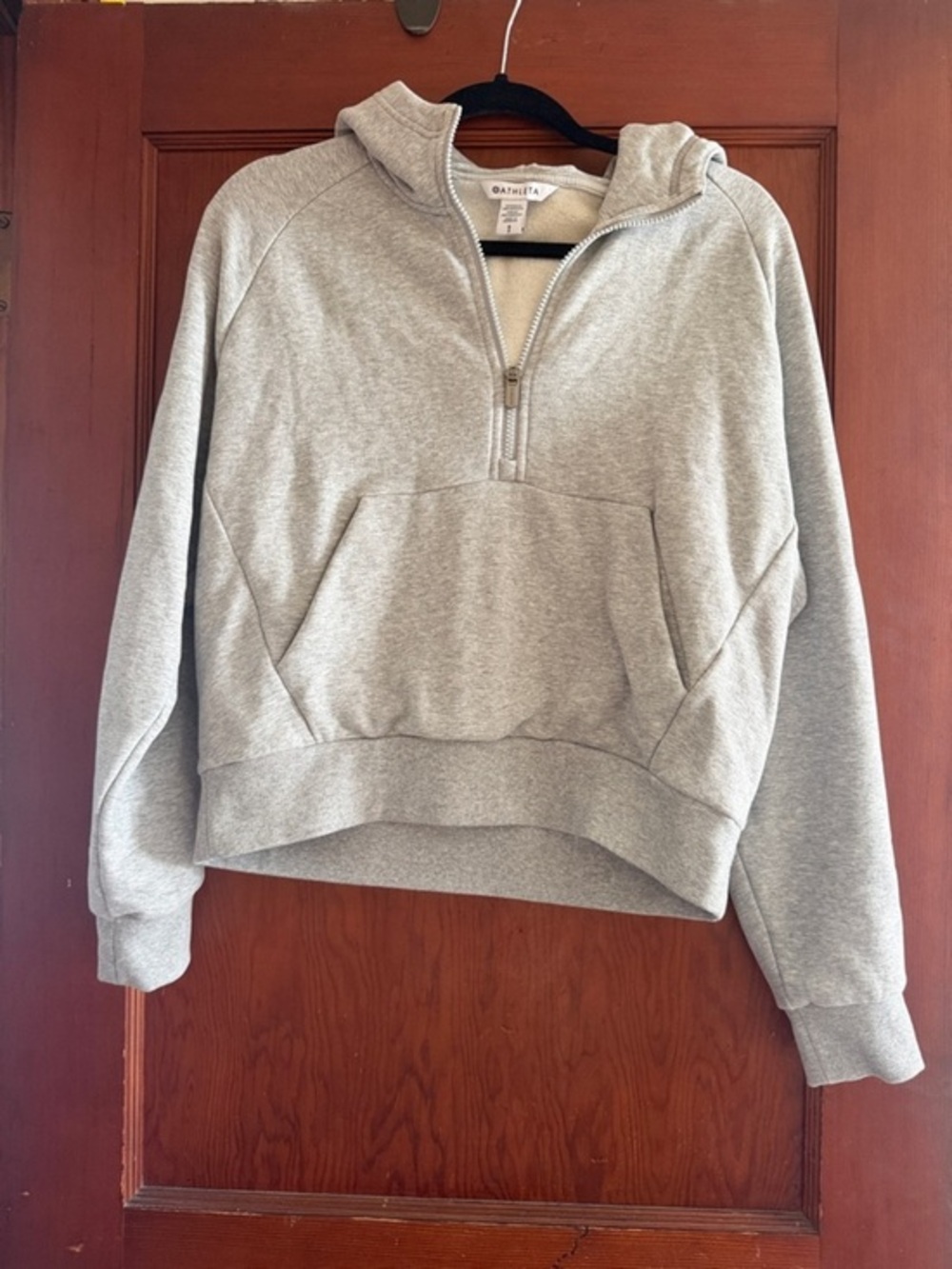 Athleta Heather Gray Half-Zip Crew Sweatshirt